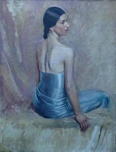 Portrait of Elizabeth Allison - British Slade Sch Art Deco portrait oil painting