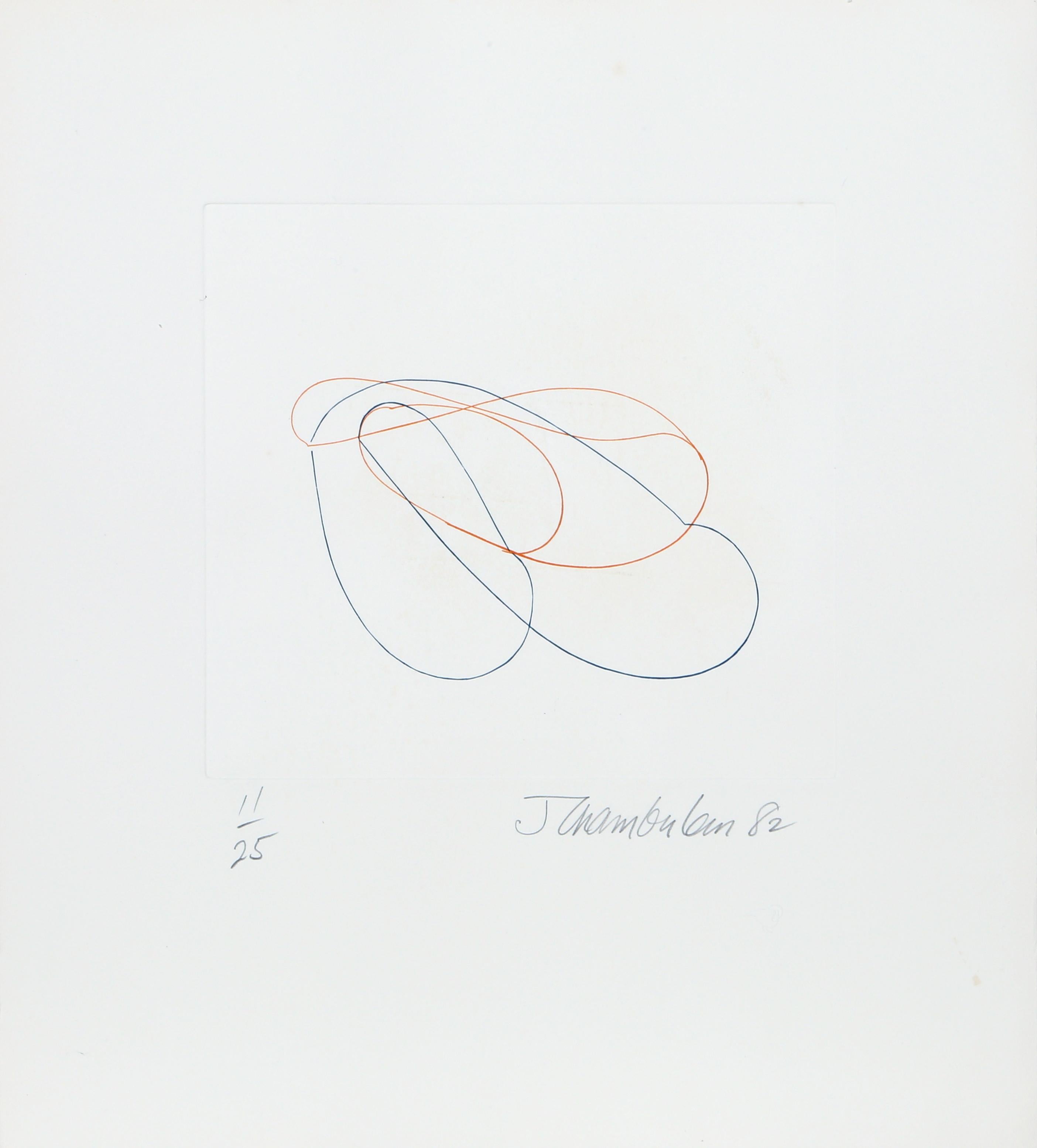 Gravure abstraite à la pointe sèche de John Chamberlain 1982