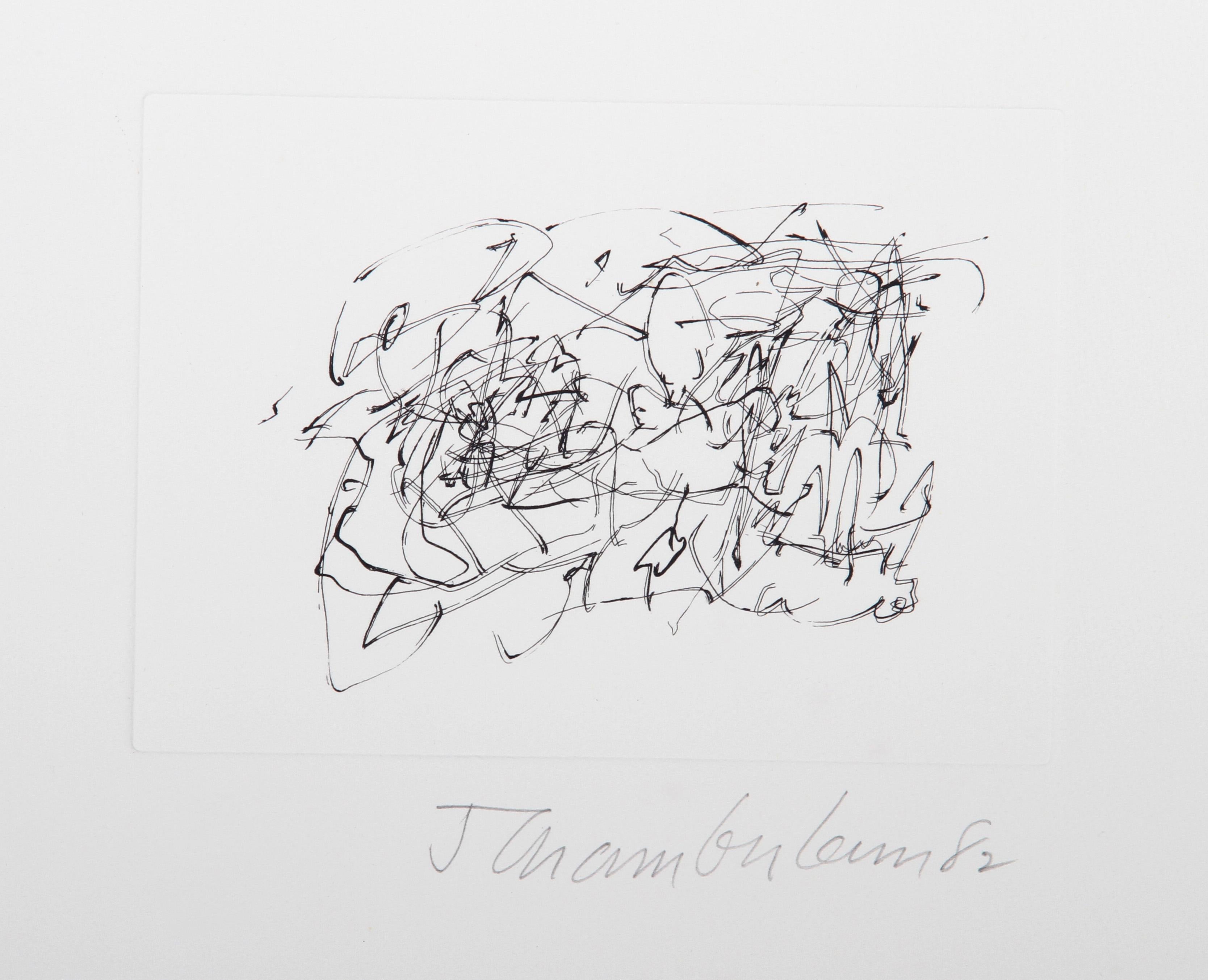 A print from John Chamberlain's Suite "Ten Coconuts". Although known widely for his sculptural work, John Chamberlain was a prolific printmaker.  The etching is hand-signed and numbered from the edition of 25. 

I from the Ten Coconut Suite by John