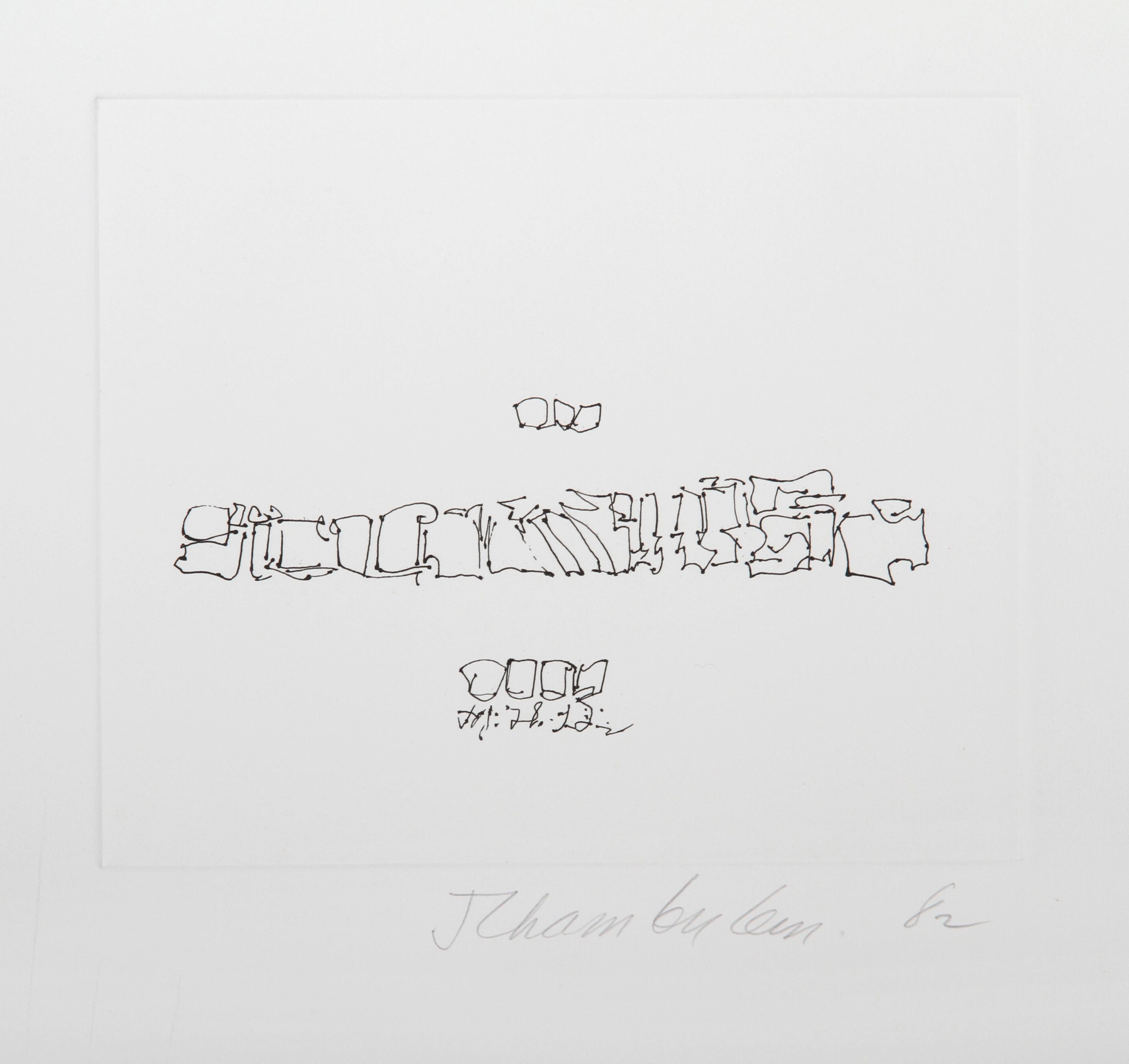 A print from John Chamberlain's Suite "Ten Coconuts". Although known widely for his sculptural work, John Chamberlain was a prolific printmaker. The etching is hand-signed and numbered from the edition of 25.