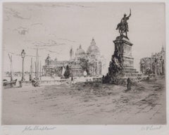 Radierung von Venedig, Ansicht von Santa Maria della Salute