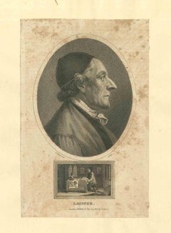 Antique Portrait of Lavater - Original Etching by John Chapman - 1810