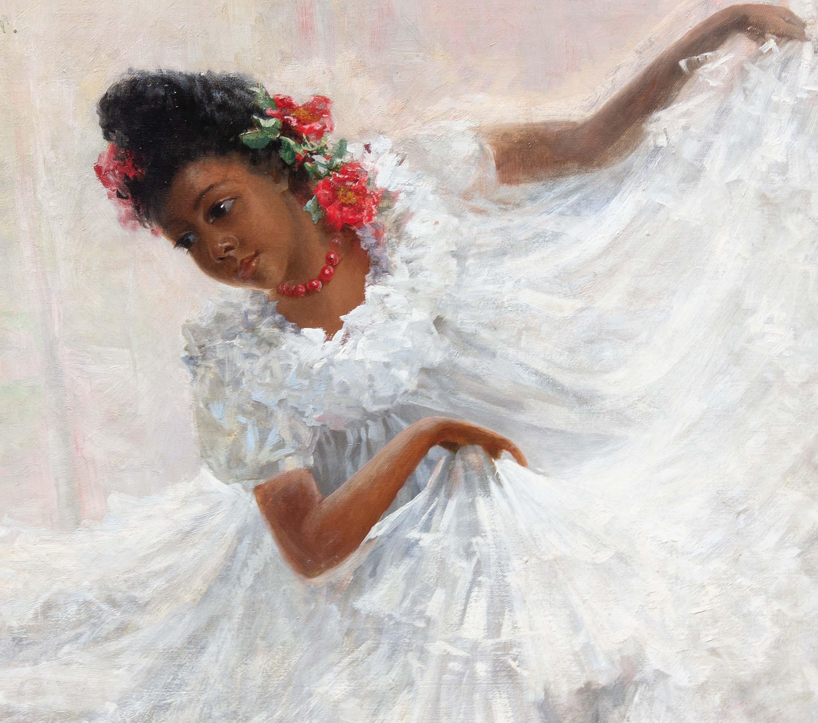 Peinture impressionniste d'une jeune danseuse de flamenco espagnole par J.C. Arter  - Painting de John Charles Arter