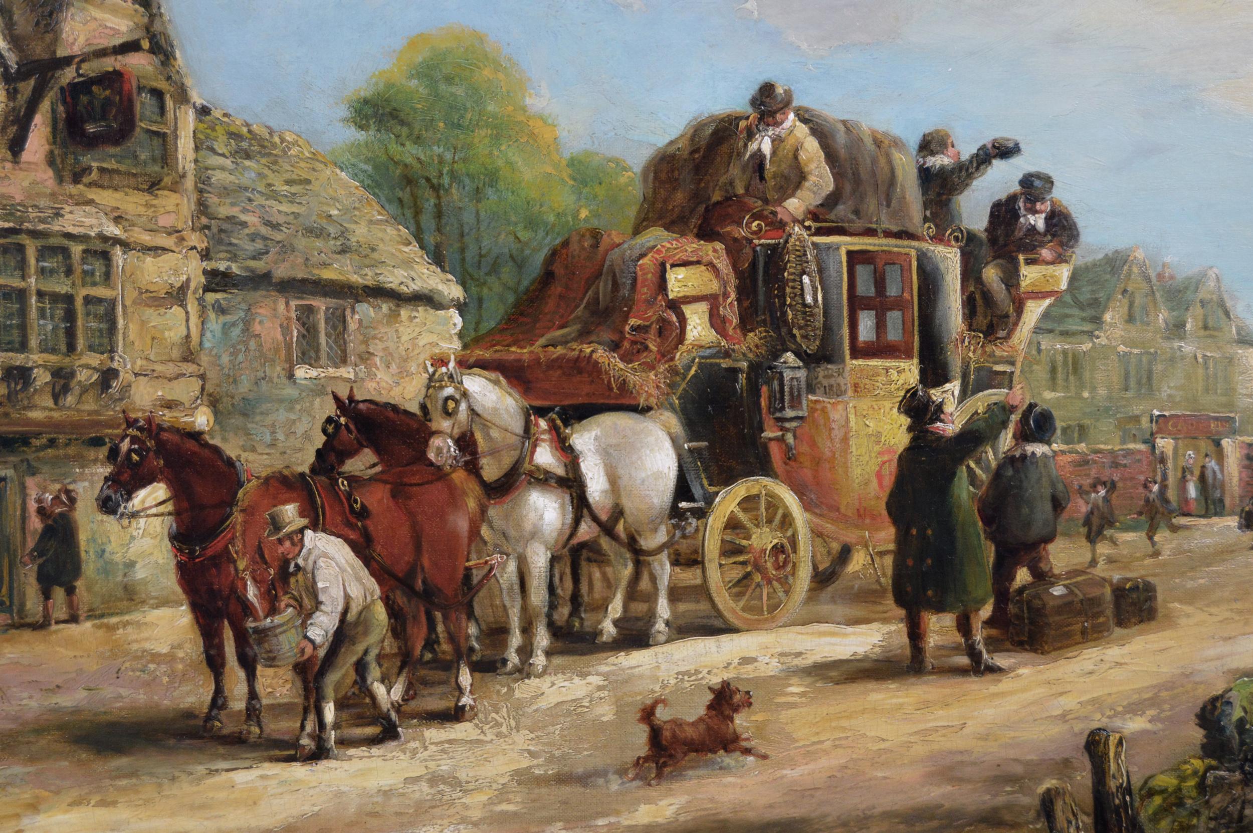 Peinture à l'huile de coaching du 19e siècle  - Victorien Painting par John Charles Maggs
