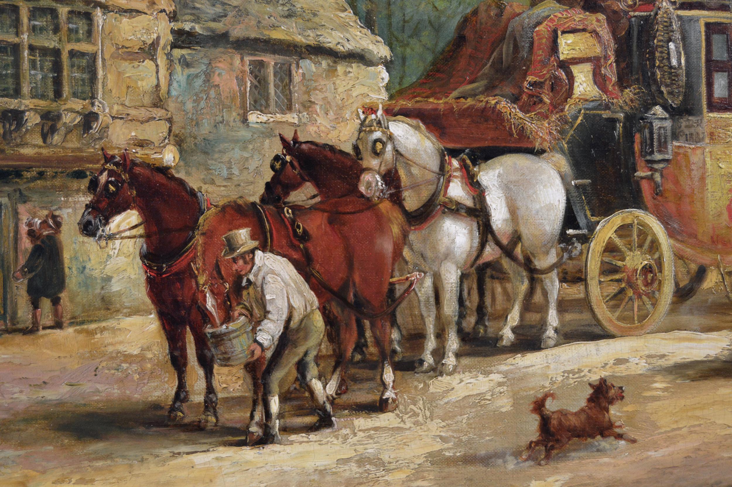 Peinture à l'huile de coaching du 19e siècle  - Marron Animal Painting par John Charles Maggs
