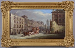 19th Century coaching scene oil painting of Bath High Street 