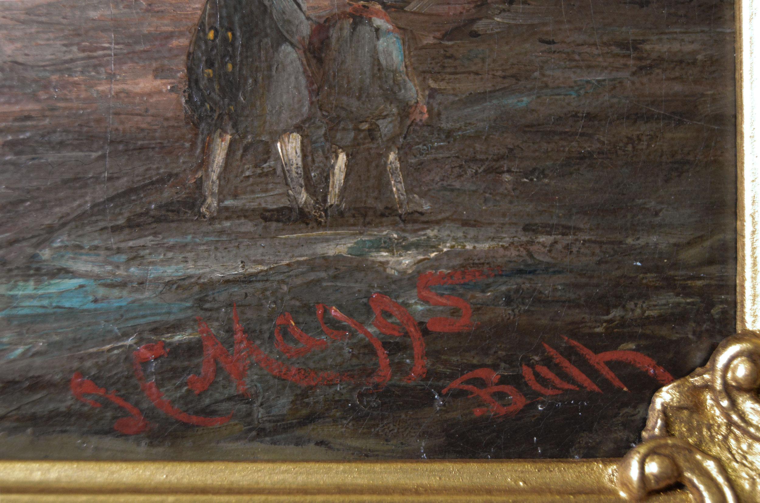 Peinture à l'huile du 19e siècle représentant une scène de coaching à l'extérieur d'une auberge de Bath  en vente 1