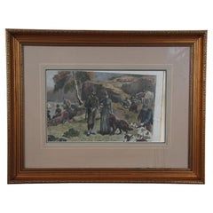 John Charlton Antique Twelfth of August Luncheon on the Moors Hunt Engraving 31"