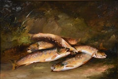 Oil Painting by John Christopher Bell "Brown Trout on a Bank"
