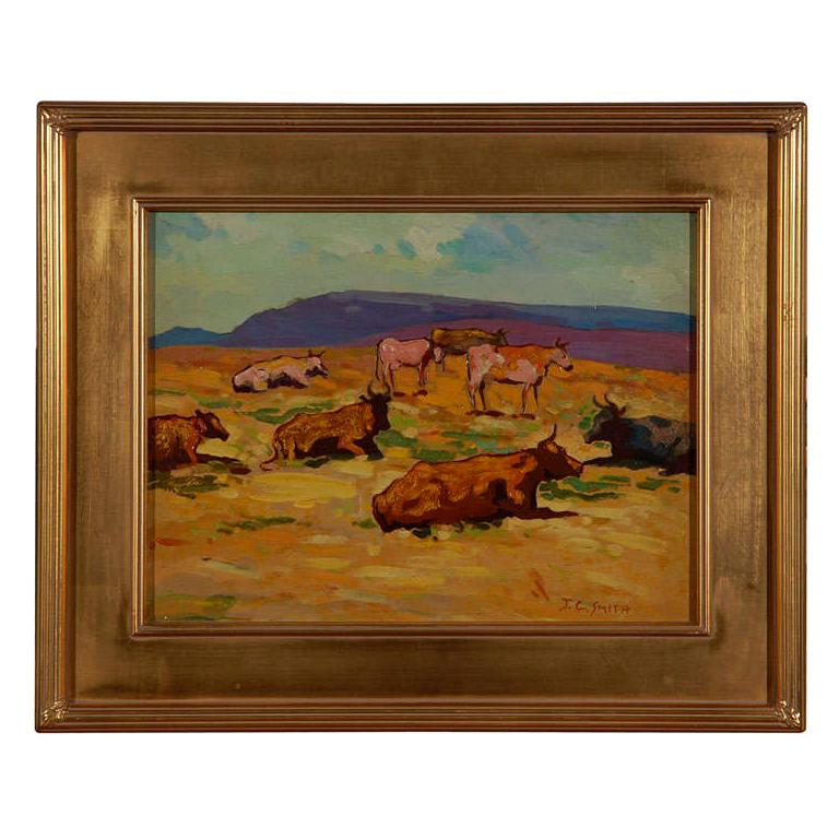 John Christopher Smith oil painting on board landscape For Sale