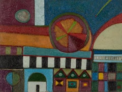 Bisanzio di notte con stella cadente, 1989-1996 - Paesaggio astratto colorato
