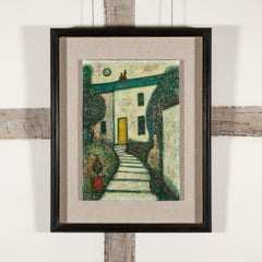 Cottage in Hampstead Grove - 20th Century Oil Painting with Houses and Garden