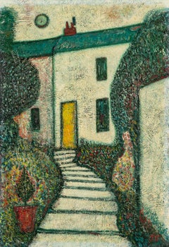 Cottage in Hampstead Grove - 20th Century Oil Painting with Houses and Garden