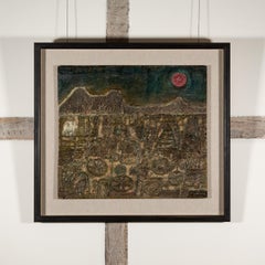 Hermetic Landscape - 20th Century Dark Textured Landscape Oil Painting