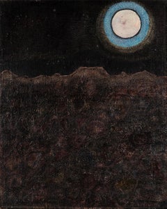 Landscape of the Moon - 20th Century Dark Landscape at Night with Black + Blue