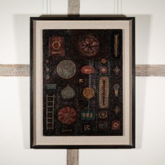 Map of a Dream - Dark Coloured 1960s Oil Painting, Folk Art