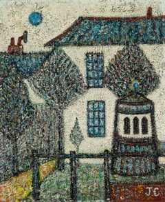 The Summer-House - 20th Century Modernist Oil Painting with House and Trees
