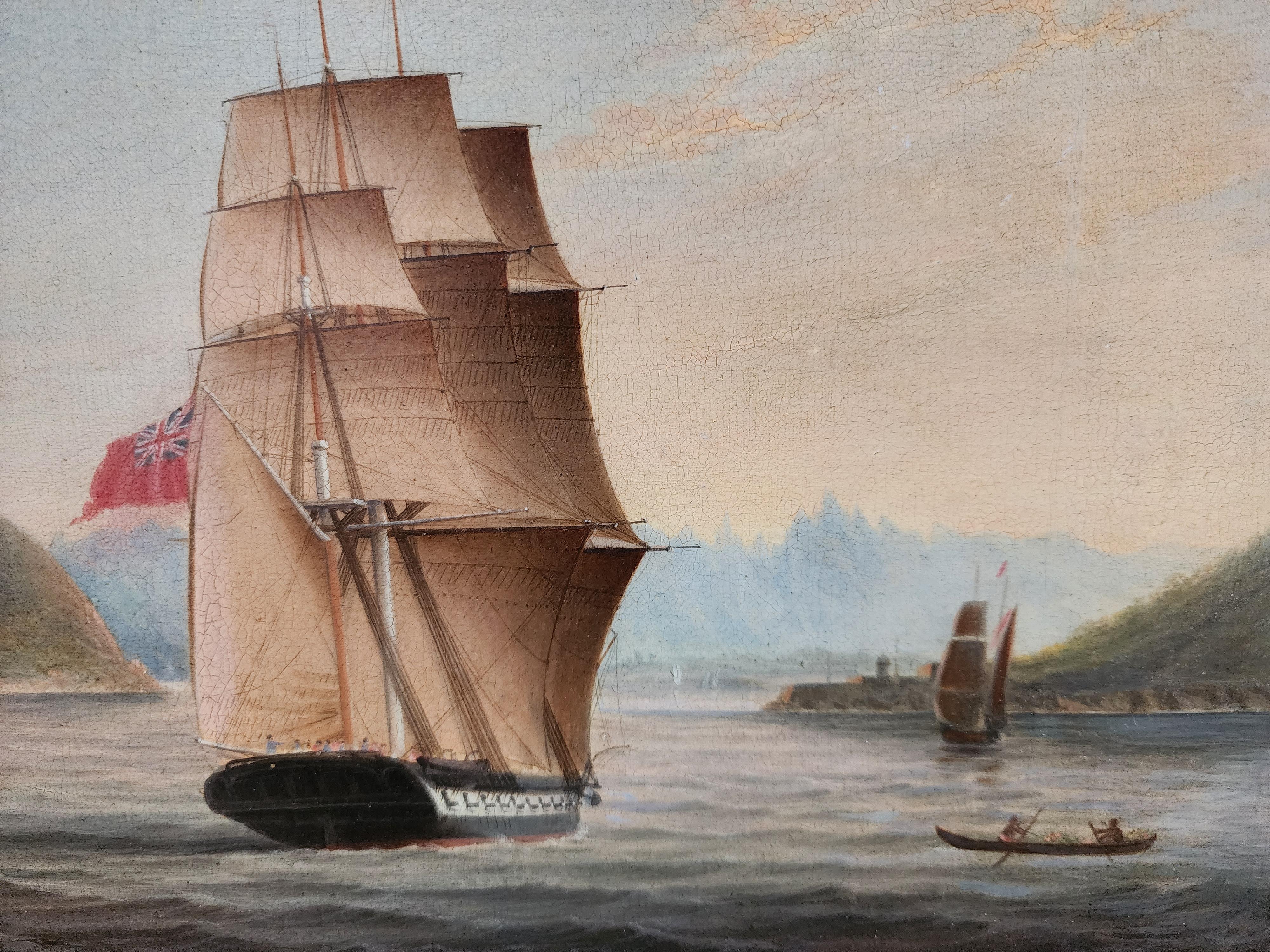 Coming into Port, British Seascape, Maritime Painting, Antique Ship Painting  1