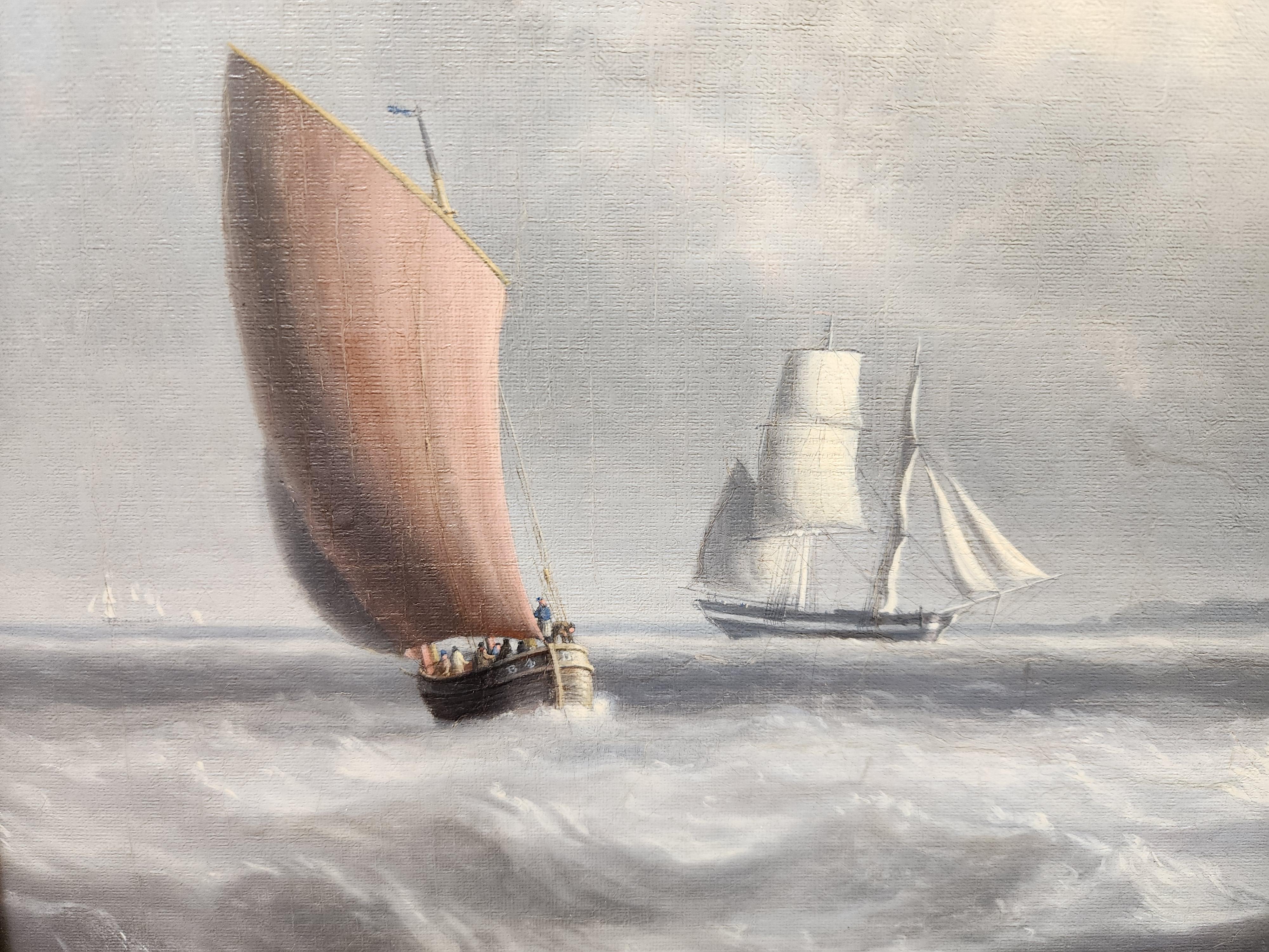 John Clay (British, c.1800- c.1860)
                                    
Merchant Vessel in The English Channel, c. 1840s

Oil on Canvas

15” x 20.5”

Housed in a 2 3/4