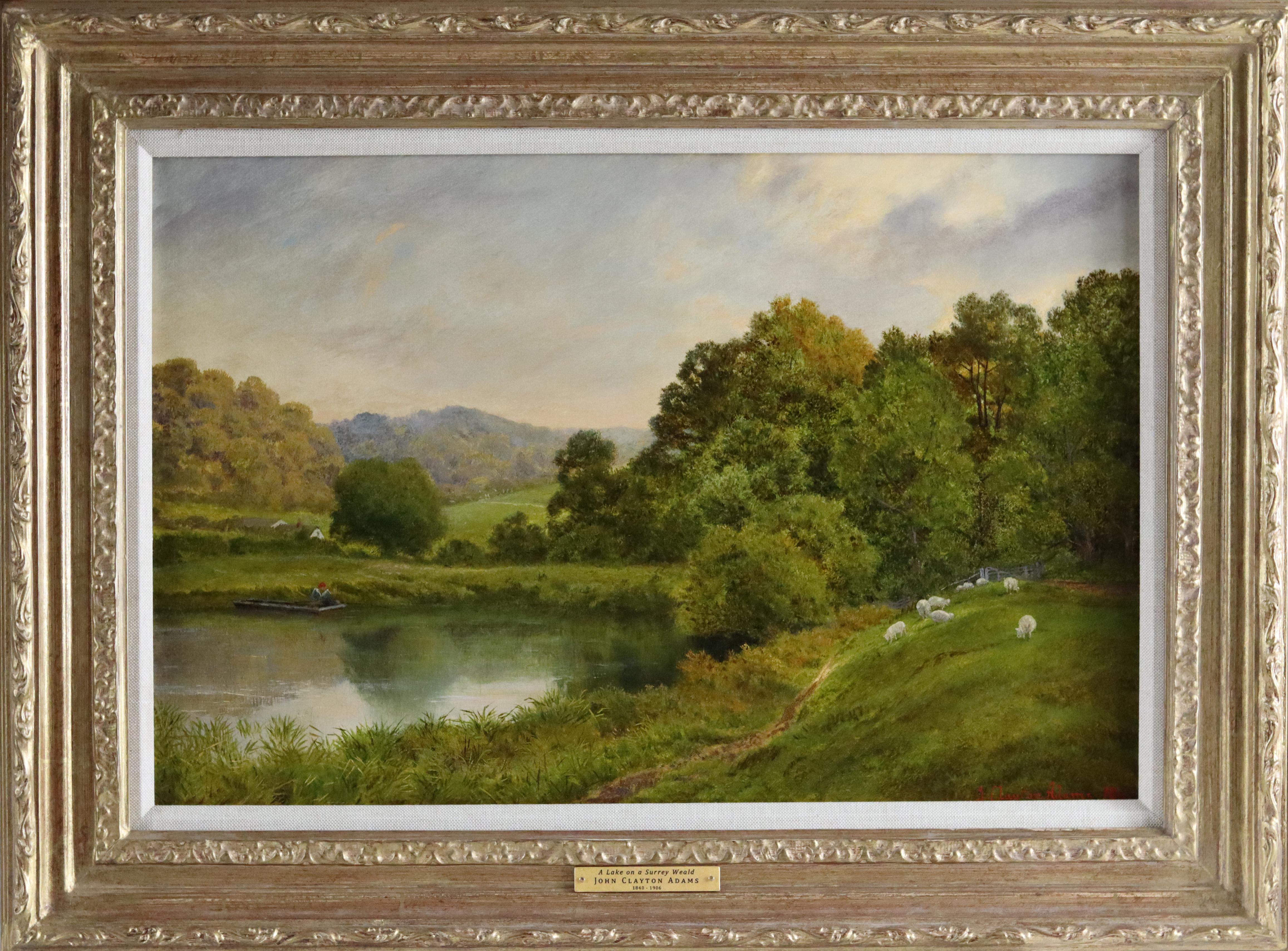 John Clayton Adams Landscape Painting - A Lake on a Surrey Weald