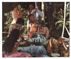 John Clem Clarke-Bacchanal-22" x 26"-Lithograph-1972-Realism-Multicolor