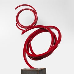 "Stellar", großformatige, abstrakte Aluminium-Metall-Skulptur für den Außenbereich in rot