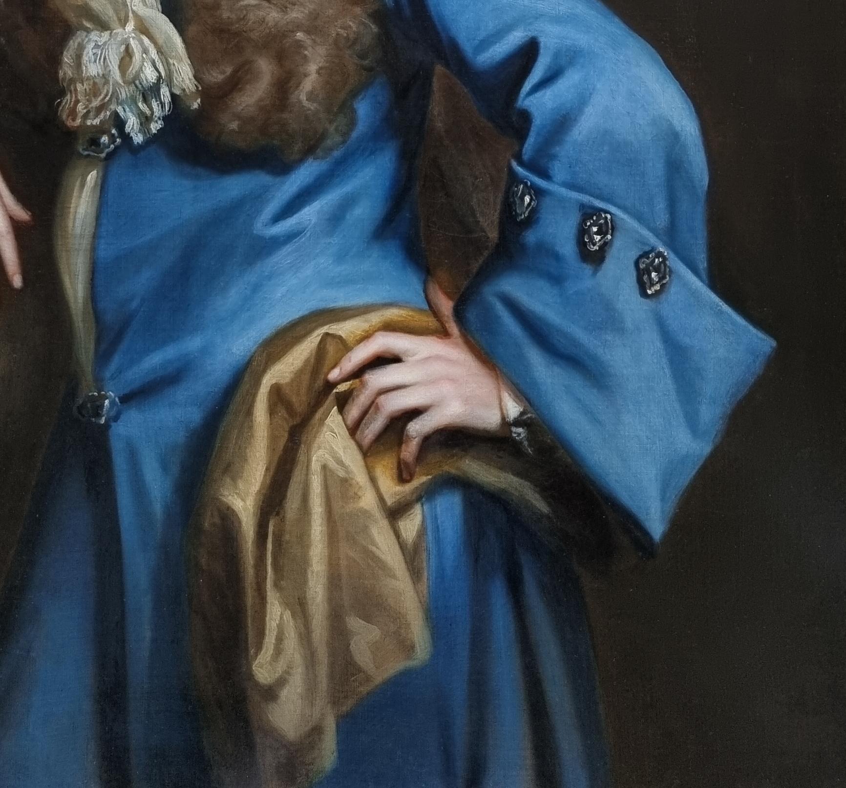 Portrait of a Gentleman, John Packer in Blue Coat with Diamonds, Oil Painting 6