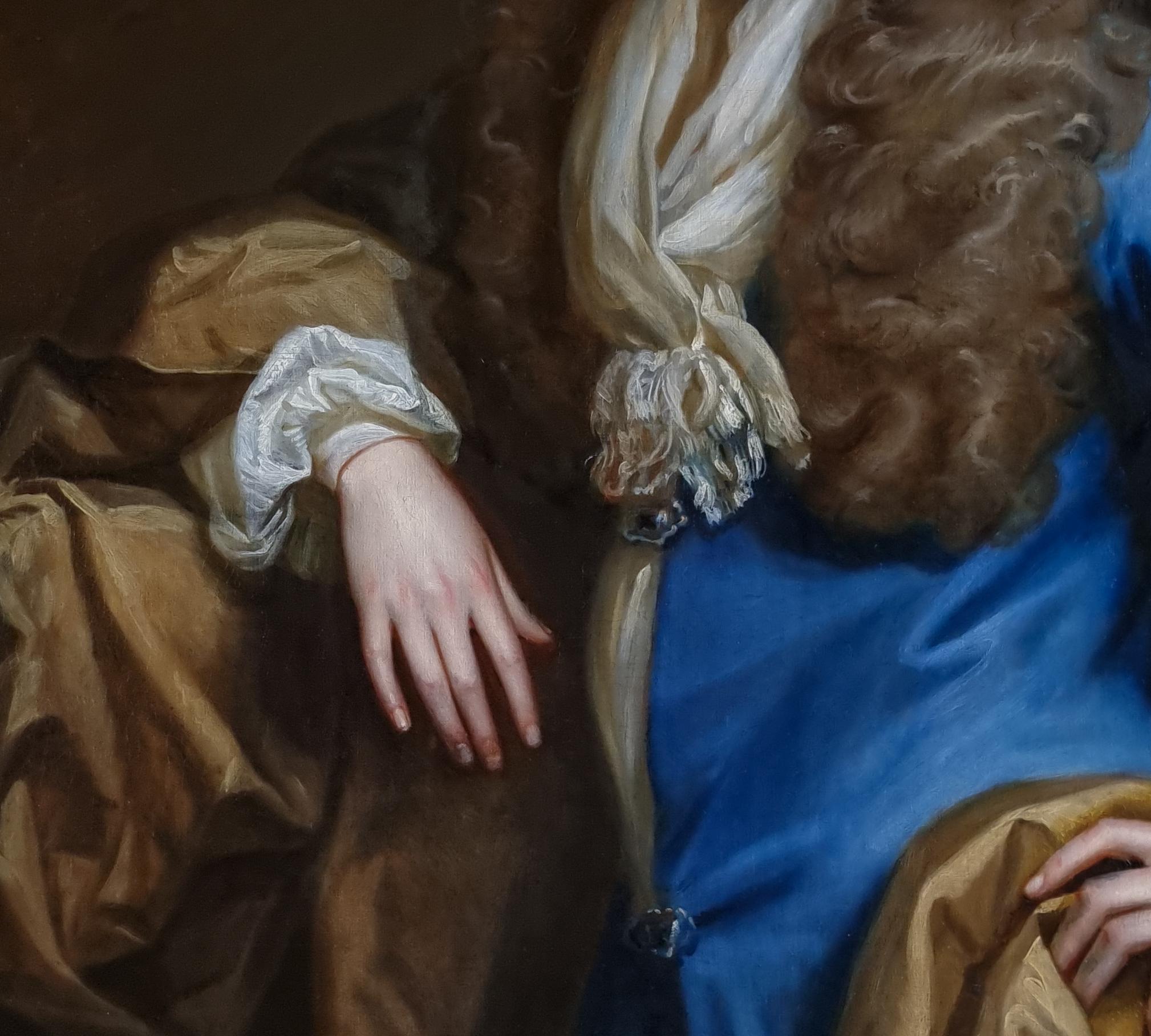 Portrait of a Gentleman, John Packer in Blue Coat with Diamonds, Oil Painting 7