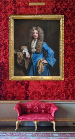 Portrait of a Gentleman, John Packer in Blue Coat with Diamonds, Oil Painting