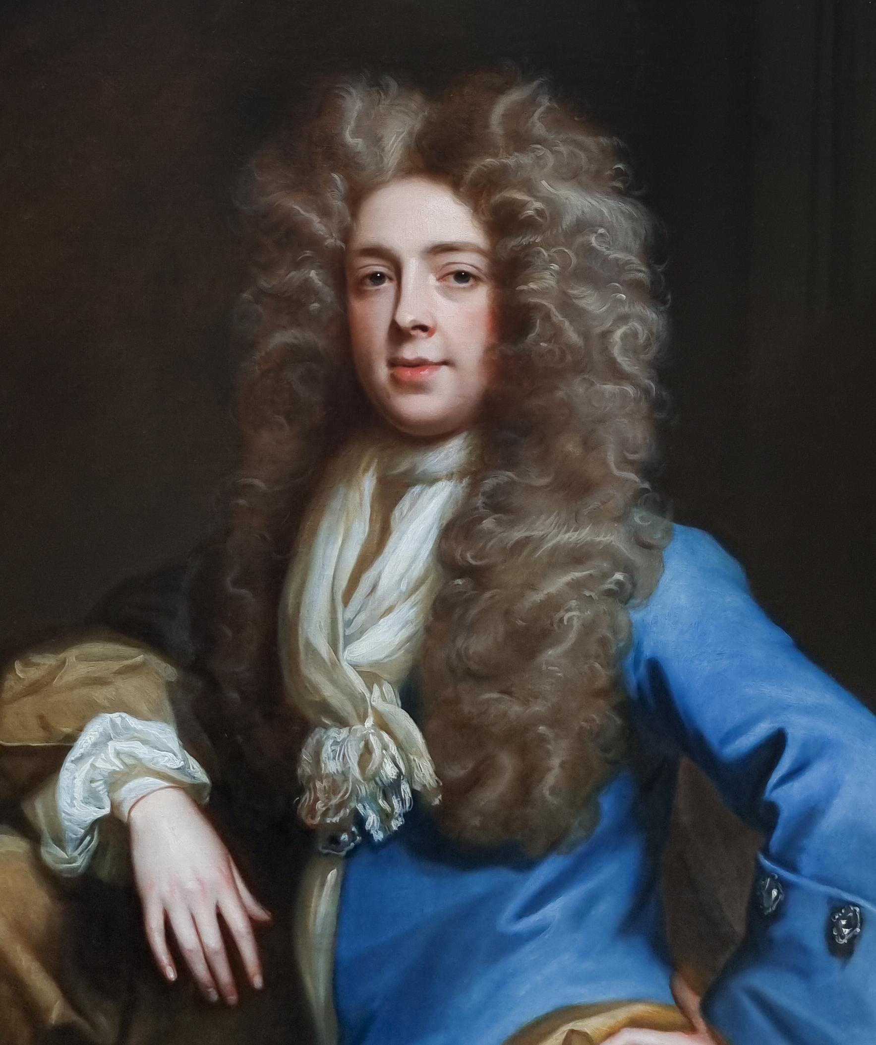 Portrait of a Gentleman, John Packer in Blue Coat with Diamonds, Oil Painting 3