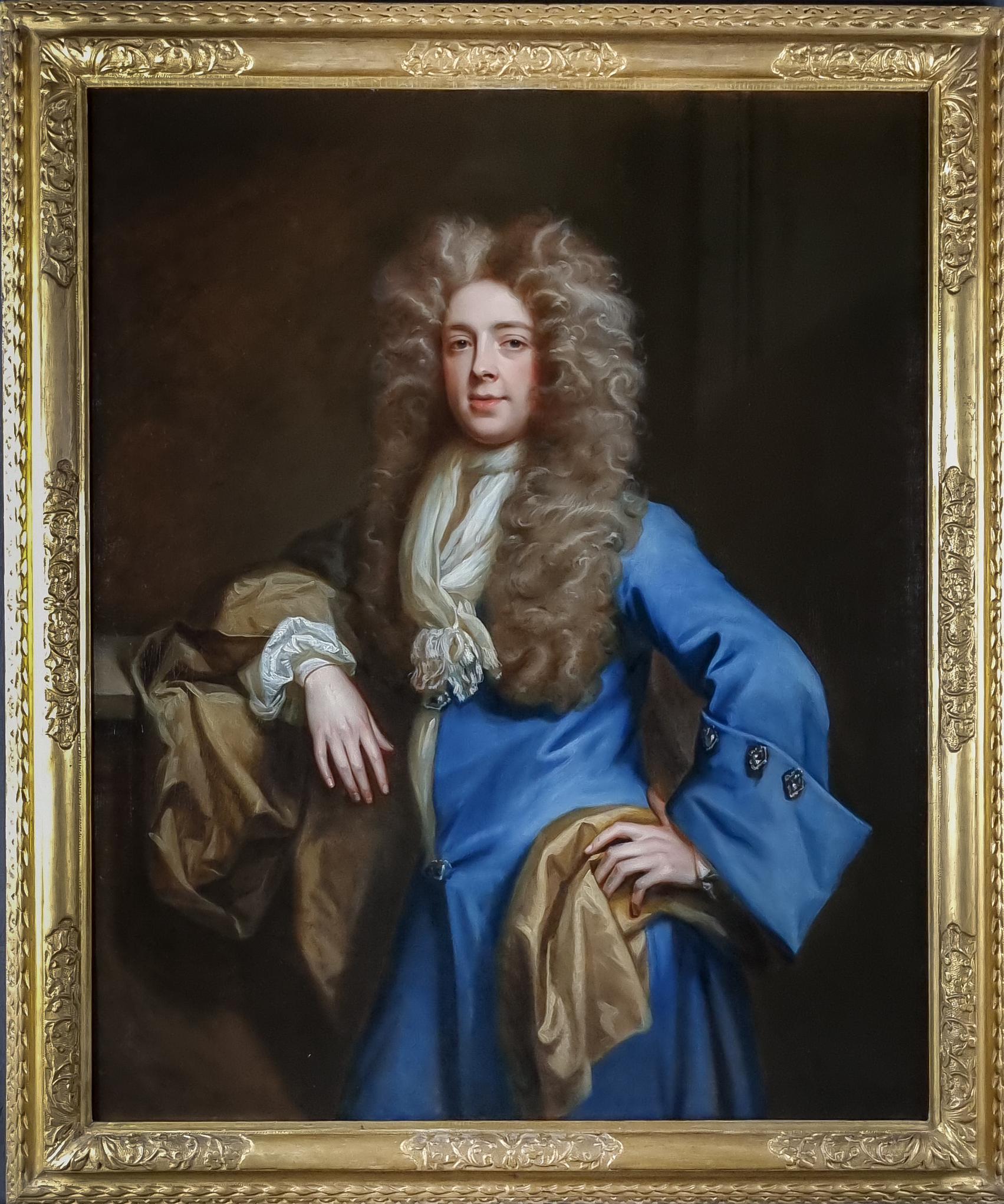 Portrait of a Gentleman, John Packer in Blue Coat with Diamonds, Oil Painting