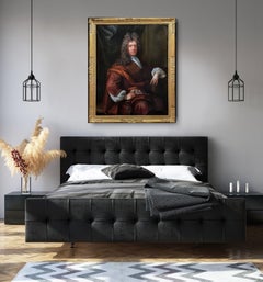 Portrait of a Seated Gentleman in Brown Robes, Antique Oil Painting