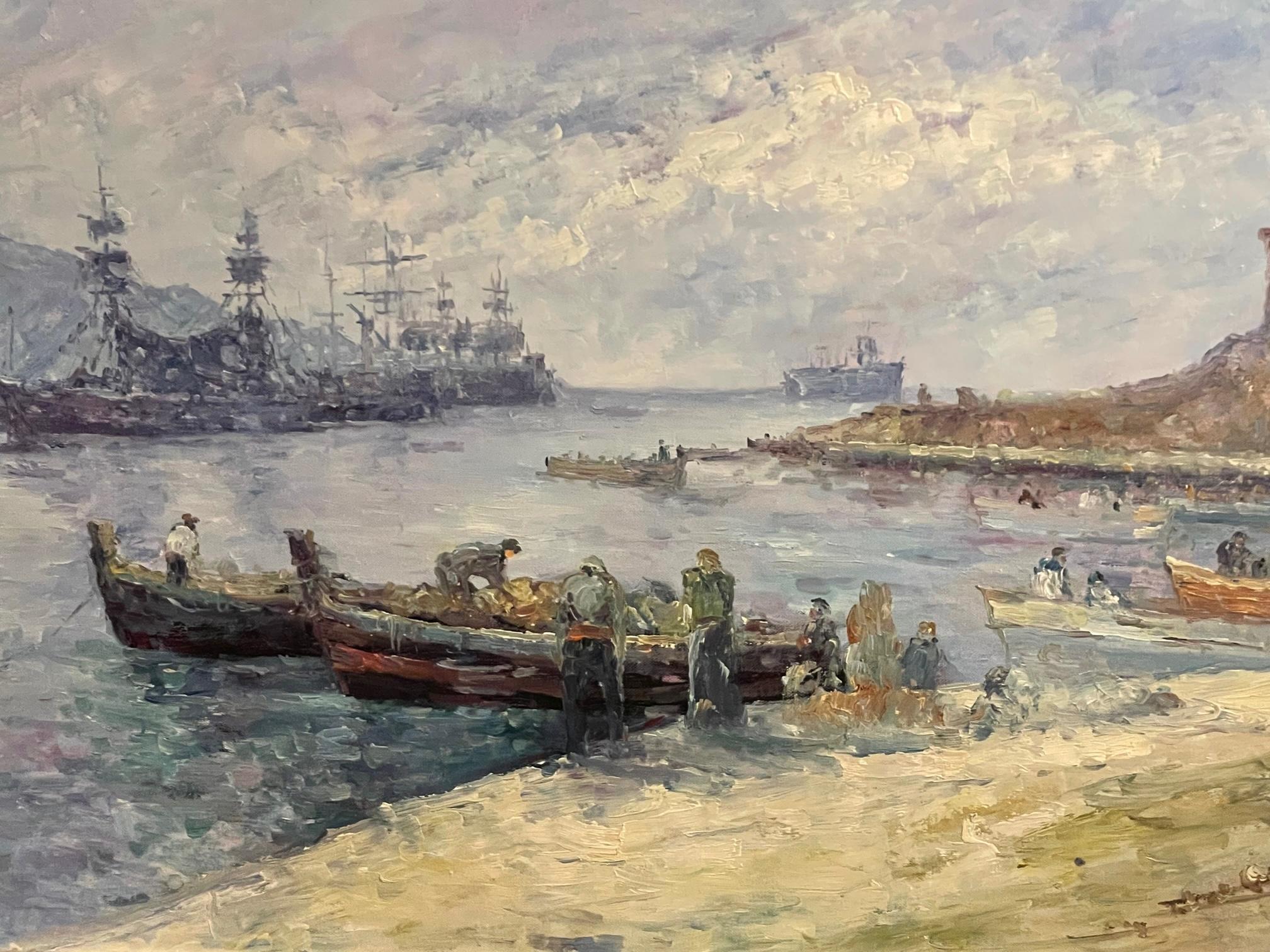 Escena del puerto - Painting de John Clymer