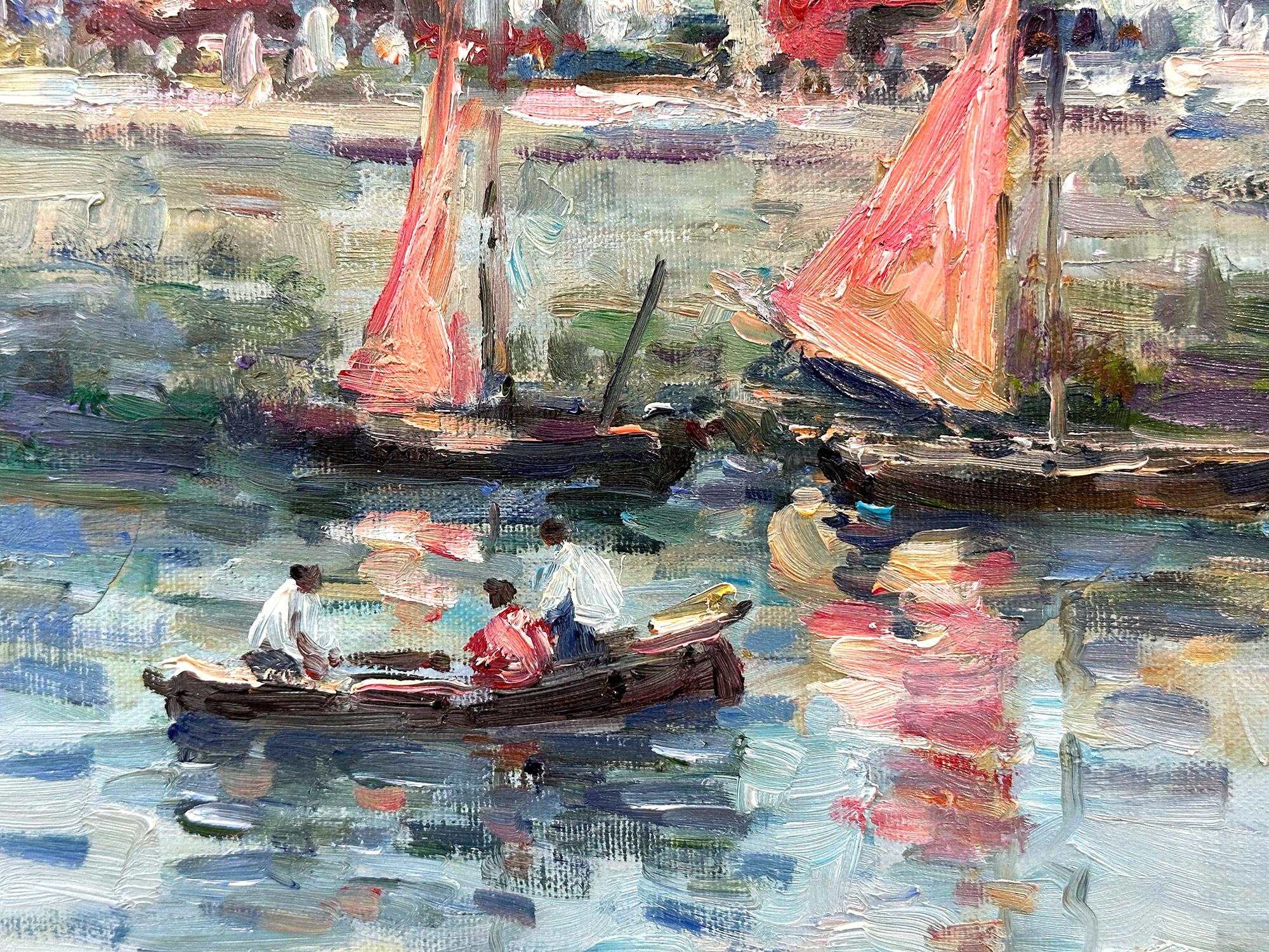 „Le Port de Trouville-sur-Mer“ Britisch-amerikanisches impressionistisches Meeresshore-Gemälde des Impressionismus im Angebot 5