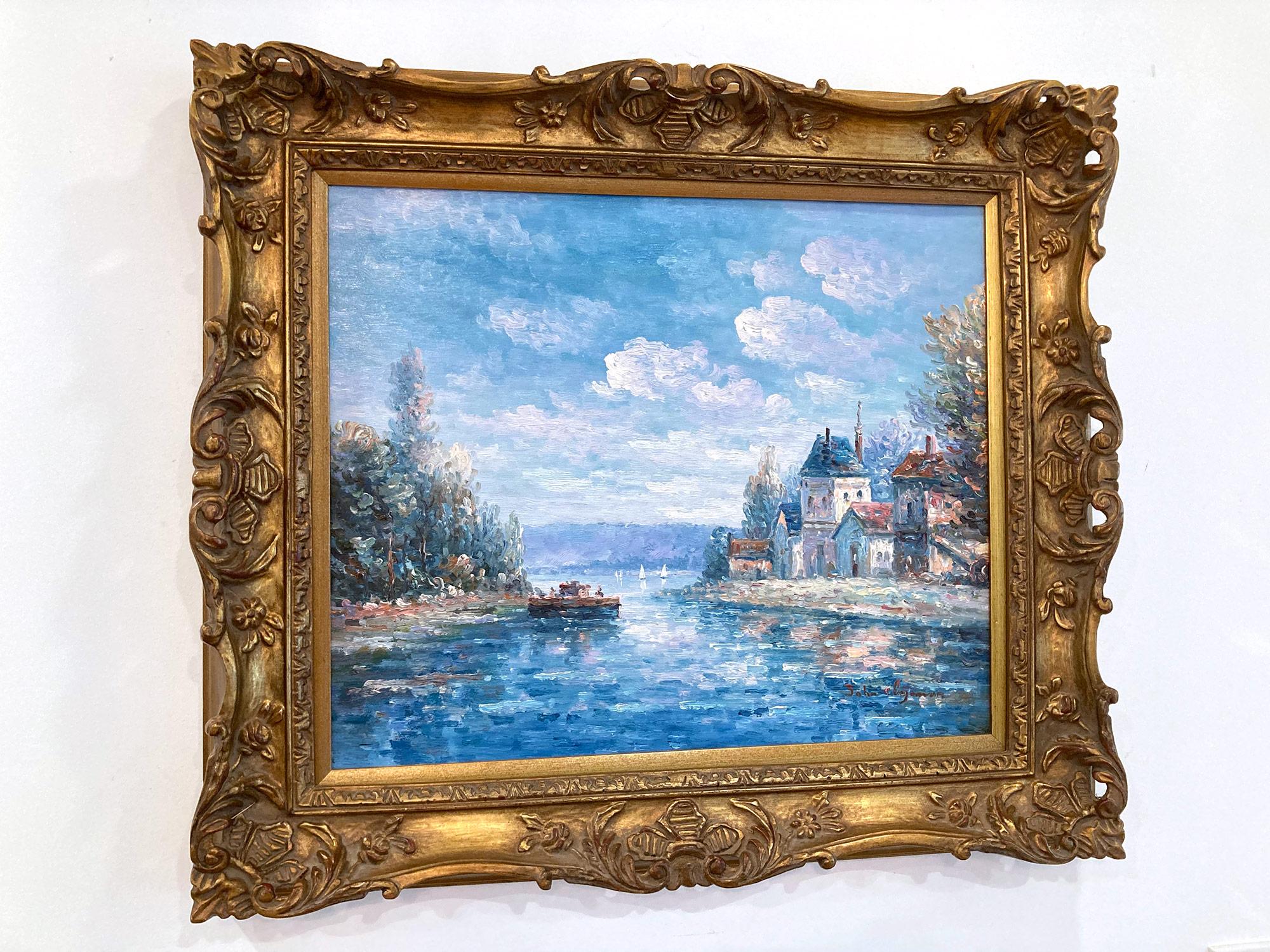 Peinture impressionniste britannique américaine à l'huile sur toile « View of the Country Side » 7