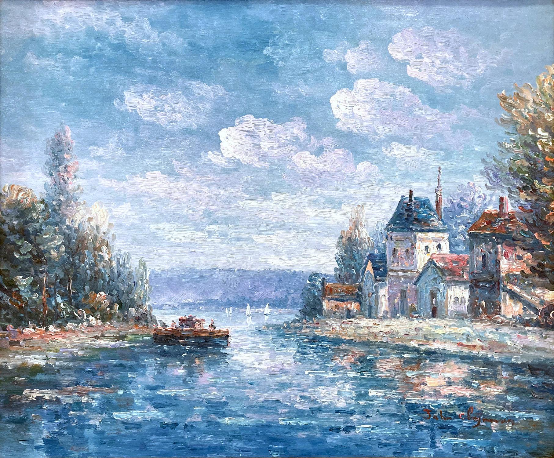 Peinture impressionniste britannique américaine à l'huile sur toile « View of the Country Side » - Painting de John Clymer
