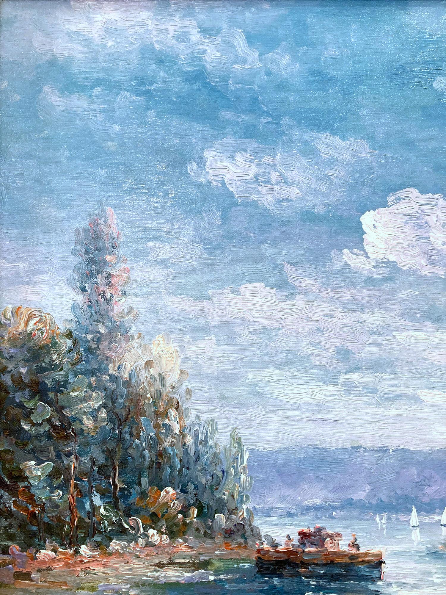 Peinture impressionniste britannique américaine à l'huile sur toile « View of the Country Side » - Impressionnisme américain Painting par John Clymer
