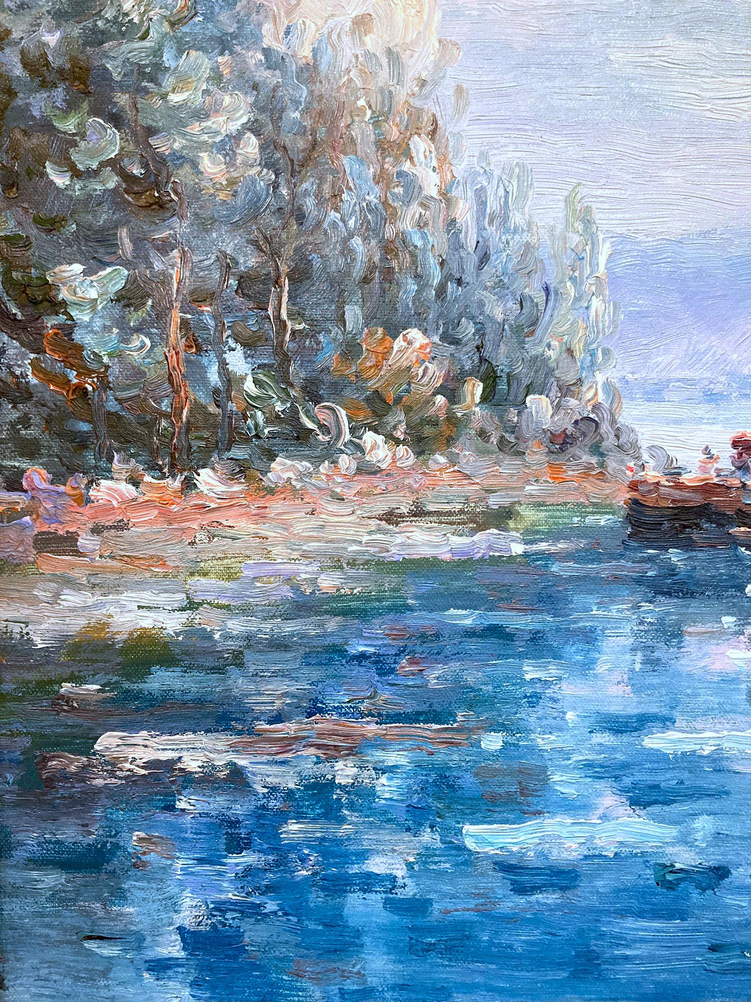 Peinture impressionniste britannique américaine à l'huile sur toile « View of the Country Side » 1