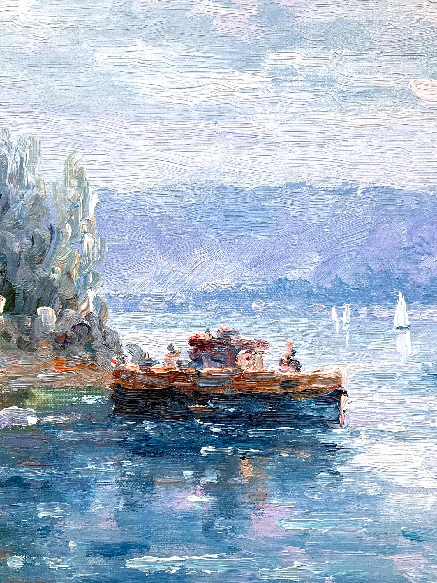 Peinture impressionniste britannique américaine à l'huile sur toile « View of the Country Side » 3