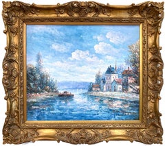 Peinture impressionniste britannique américaine à l'huile sur toile « View of the Country Side »