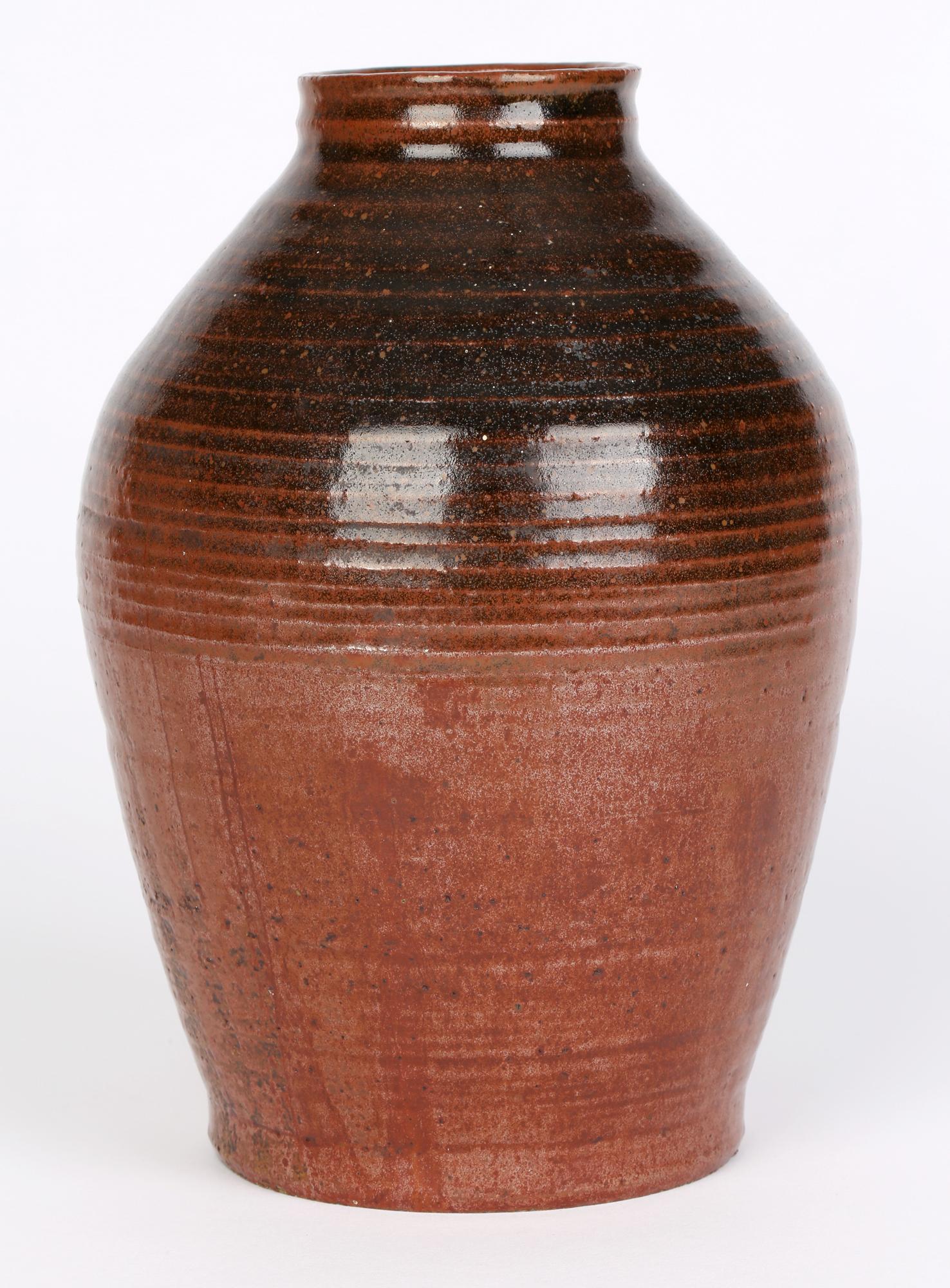 John Cole Rye Pottery Brown Glazed Studio Pottery Vase For Sale 2