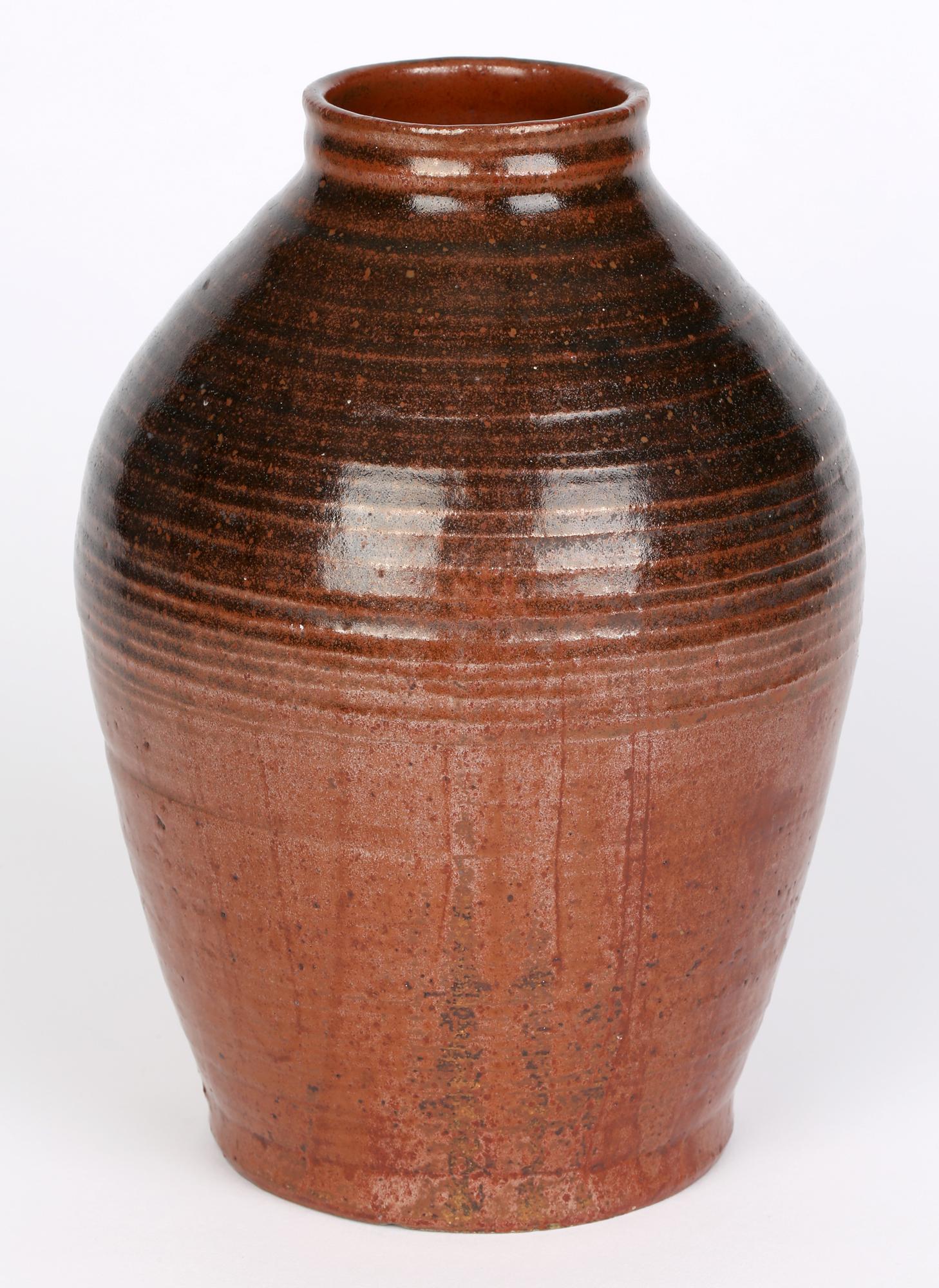 John Cole Rye Pottery Brown Glazed Studio Pottery Vase In Good Condition For Sale In Bishop's Stortford, Hertfordshire