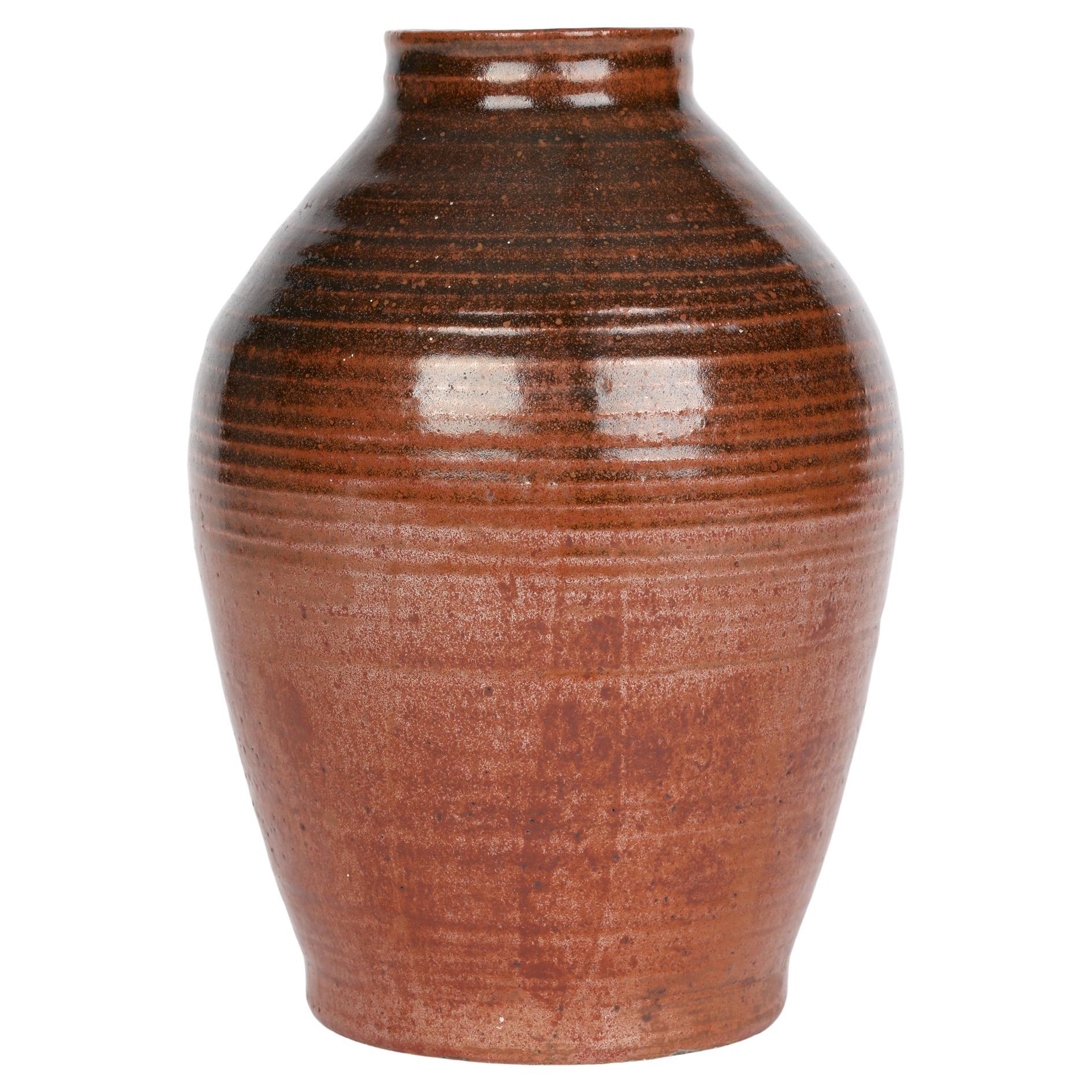 John Cole Rye Pottery Brown Glazed Studio Pottery Vase