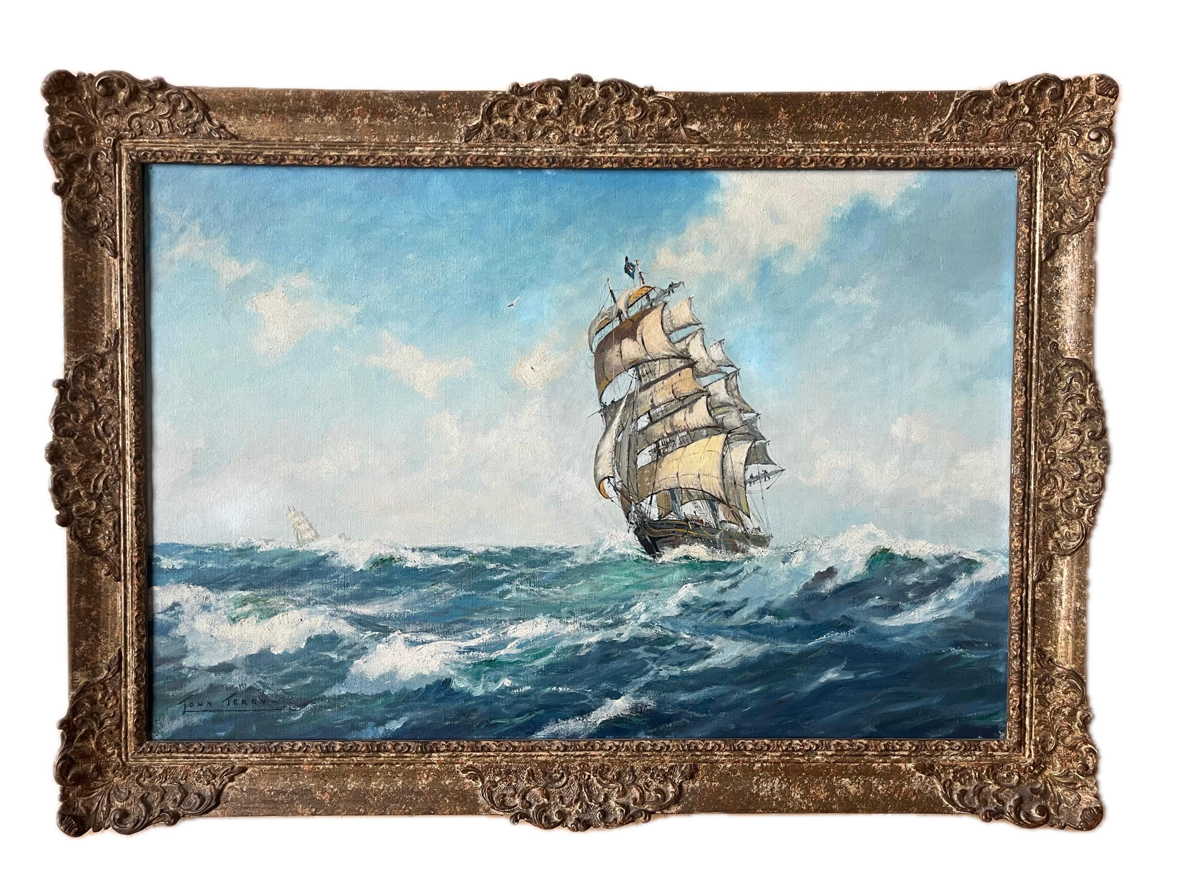 John Terry, Original Large marine painting of the Cutty Sark - Painting by John Coleman Terry