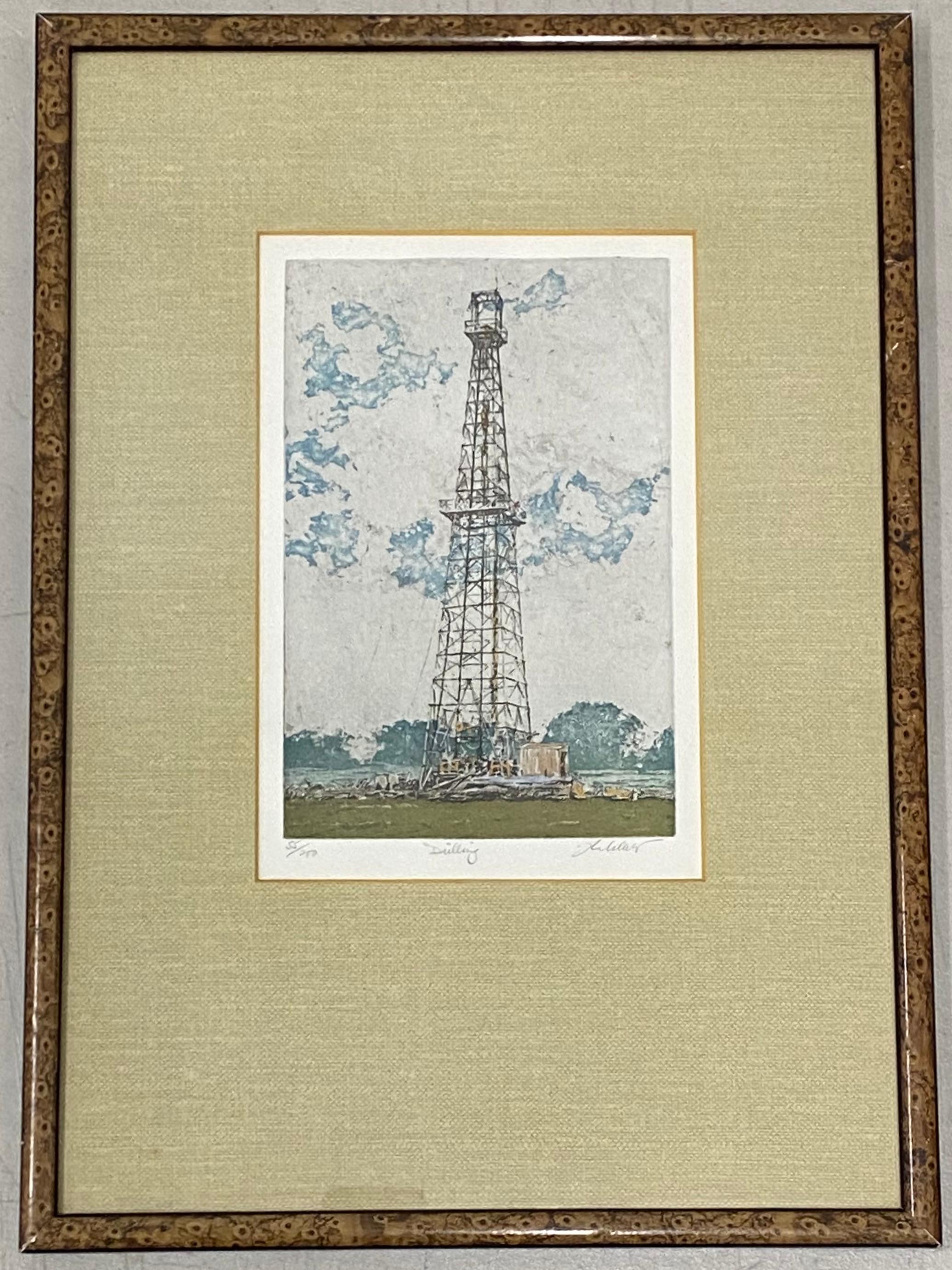 John Collette "Drilling" Gravure originale à la pointe sèche avec aquatinte C.1980

Dimensions de la plaque : 6" de large x 9" de haut

Le cadre mesure 13,25 pouces de large sur 18,5 pouces de haut

Crayon signé, titré et numéroté par