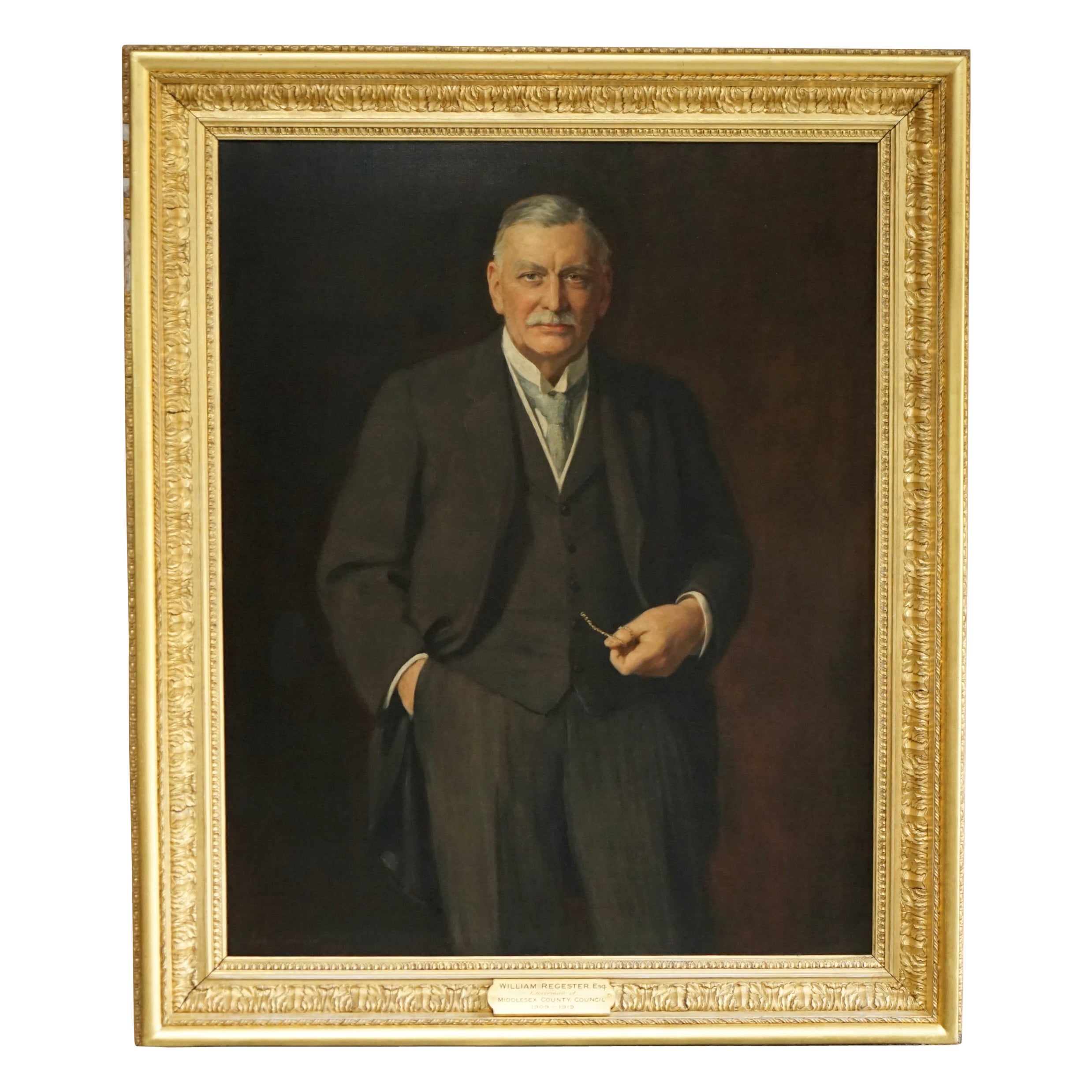 JOHN COLLIER 1850-1934 EXTRA GRANDE PEINTURE À L
HUILE DE WILLIAM REGESTER ESQ CHAiRMAN
