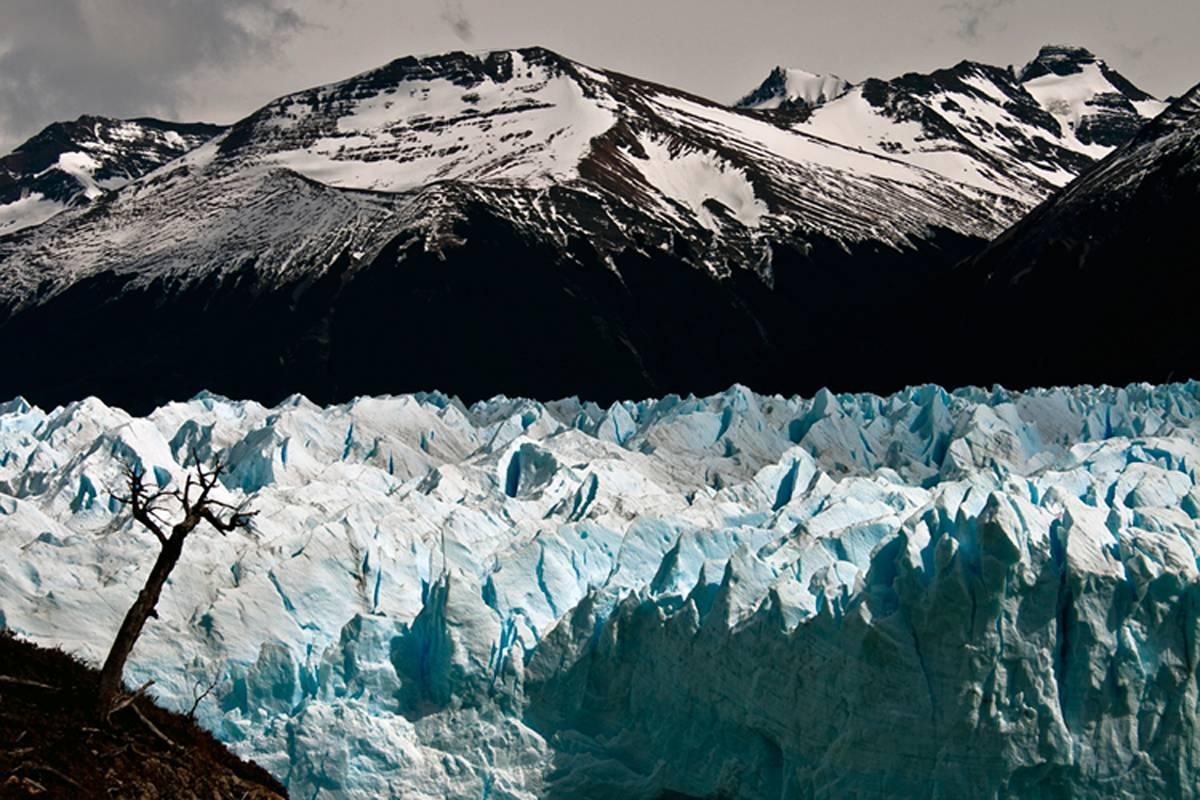 Patagonia 103, Color Photography, Travel, Iceberg, Mountain, Blue, Black, Framed