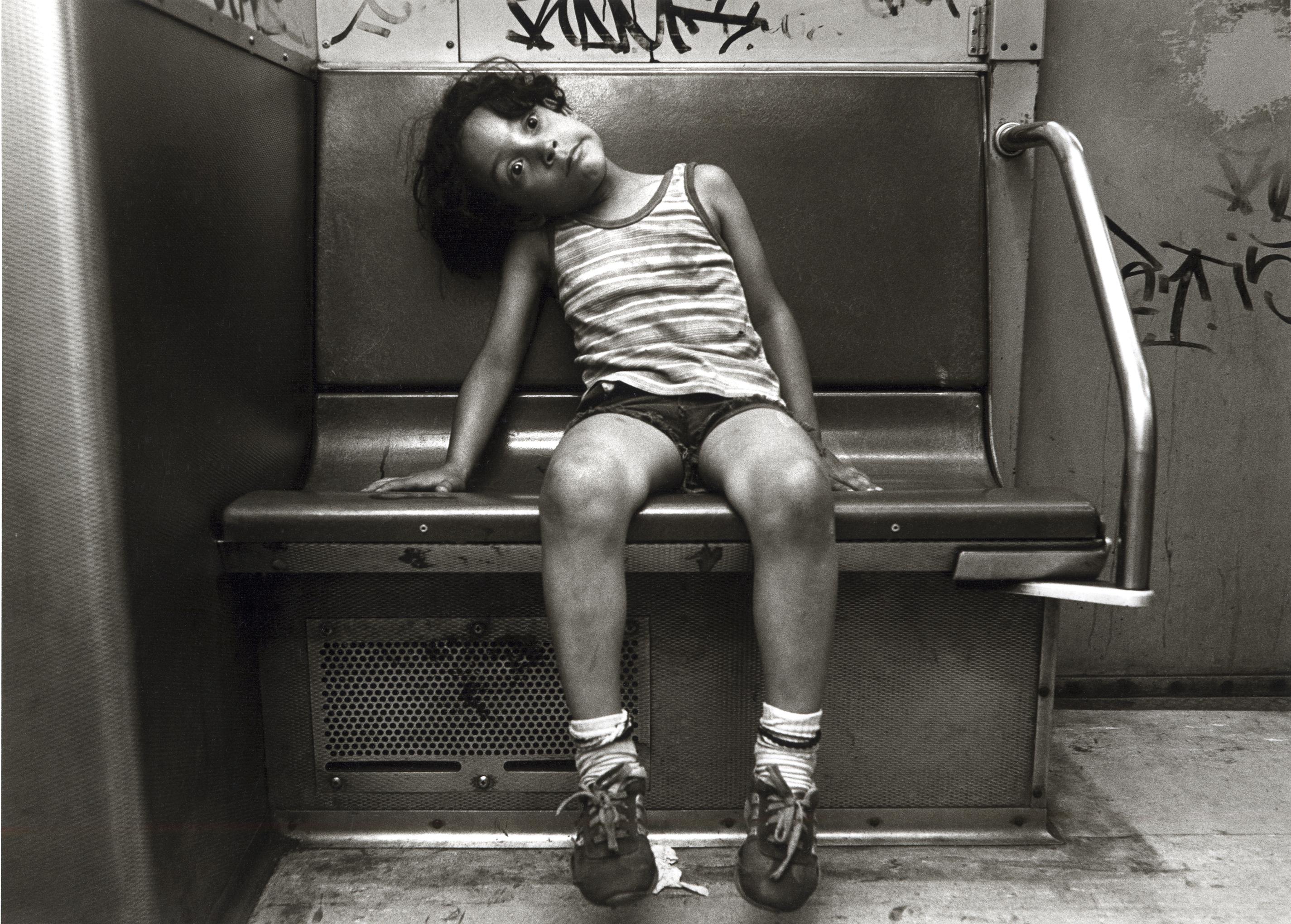 John Conn Black and White Photograph - Subway 36, Black & White, Limited Edition Photograph, NYC, 1981, Unframed, Kid