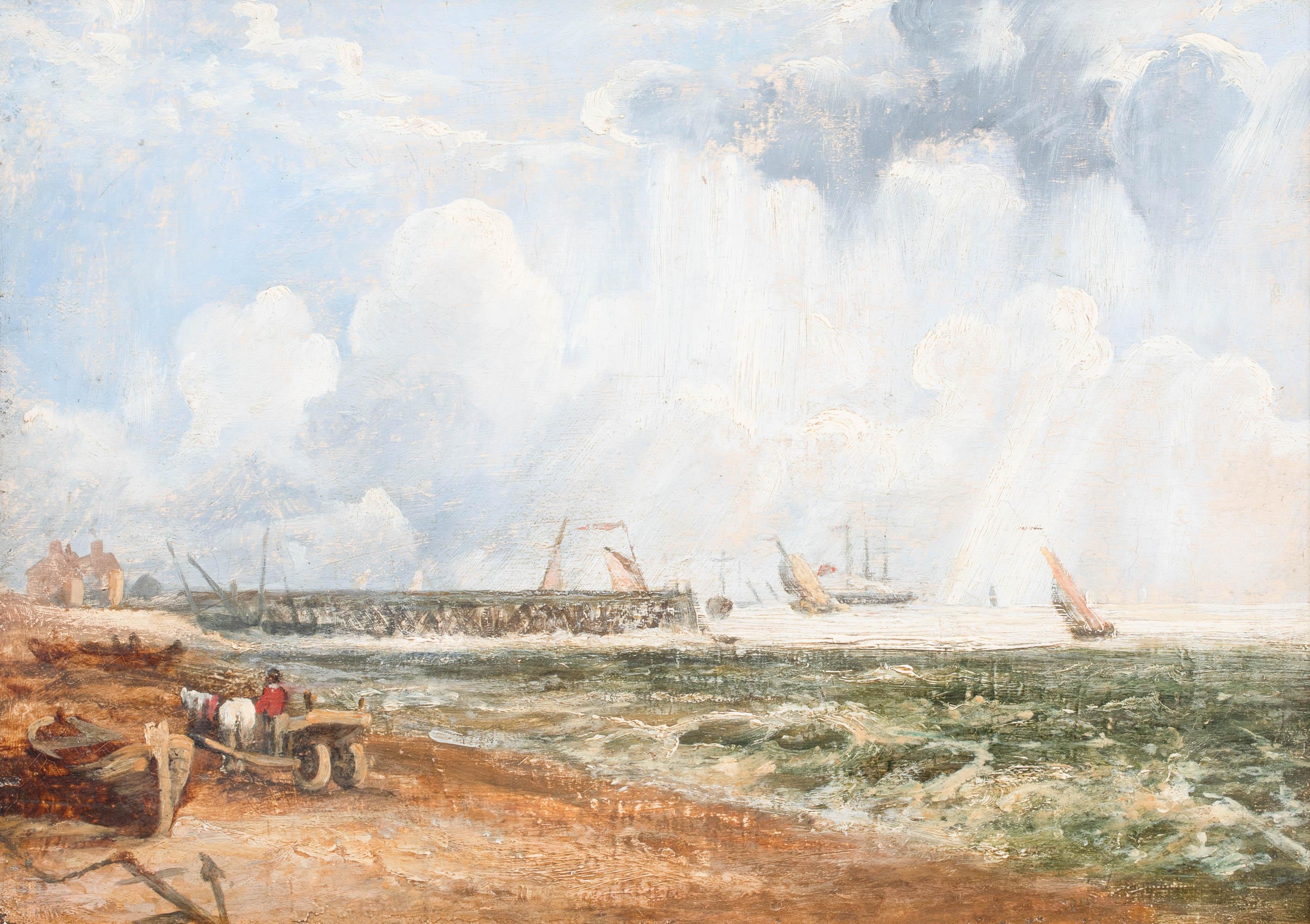 Schizzo della spiaggia di Yarmouth, XIX secolo - Landscape Painting Grigio di John Constable