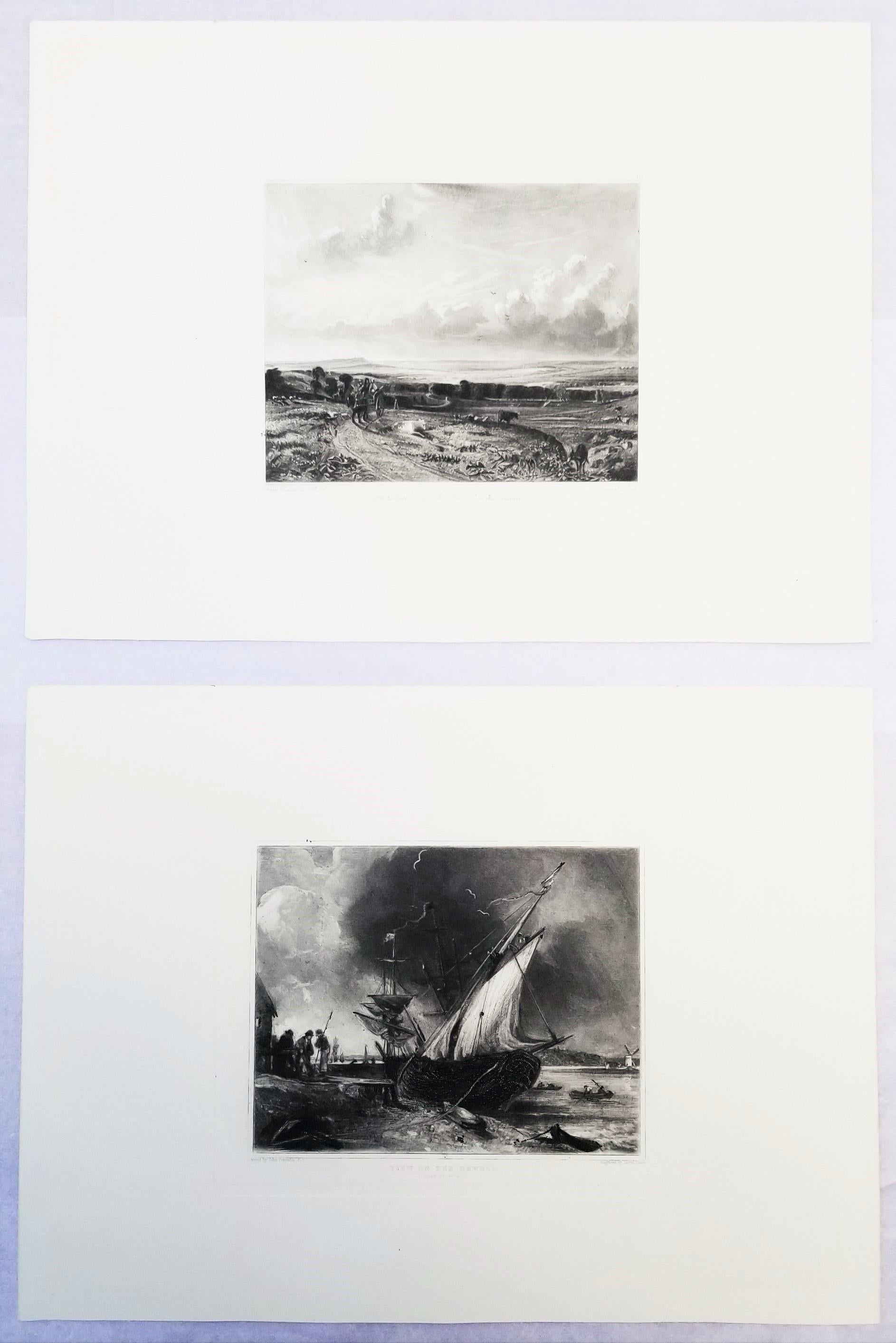 Conjunto de dos grabados a la aguafuerte de "Paisajes ingleses" de Constable